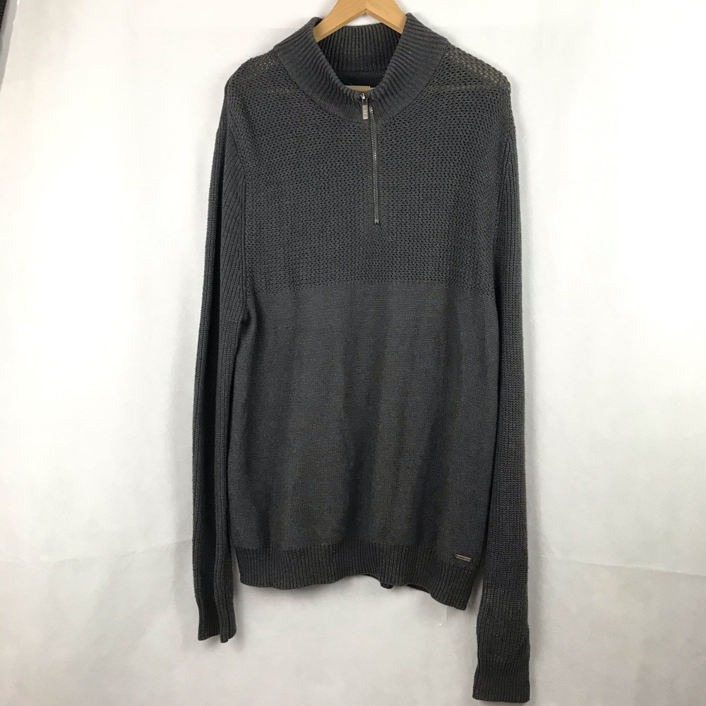 Calvin Klein Pullover Sweater Men's Size L Quarter Zip Cable Knit Longsleeve Top